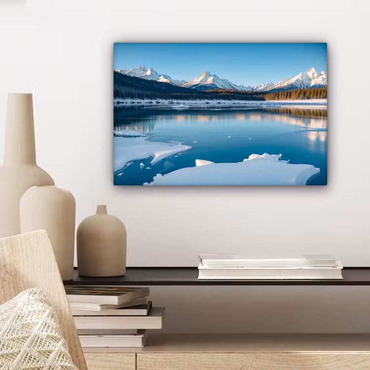 Canvas schilderij - Landschap - Winter - Meer - Bergen - Uitzicht - IJs — 5