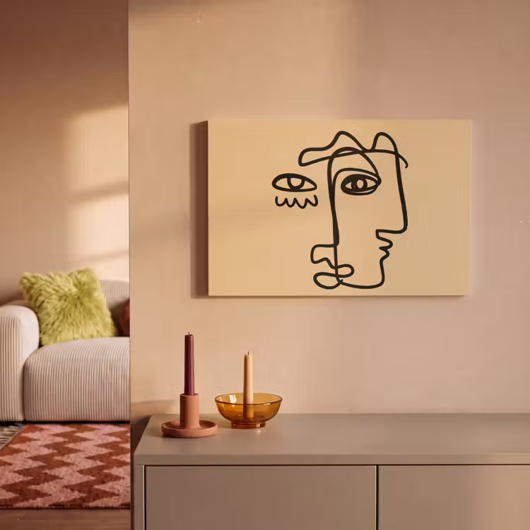 Canvas schilderij - Overlappende profielen - Lichtbruin - Zwart — 2