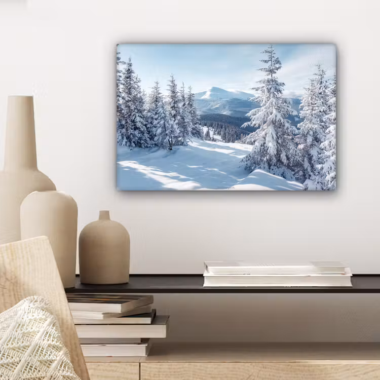 Canvas schilderij - Sneeuw - Winter - Landschap - Bergen — 5