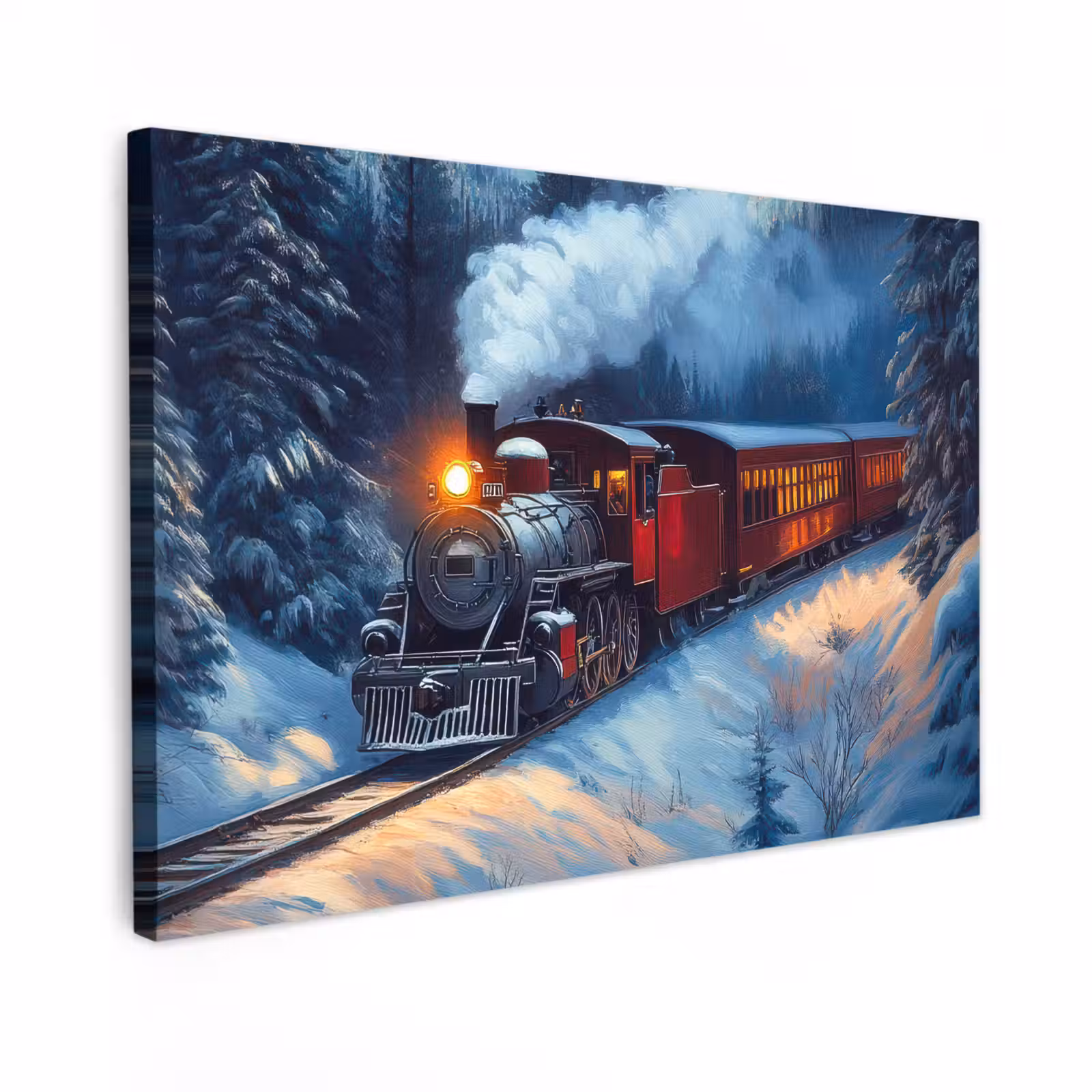 Canvas schilderij - Trein - Kerst - Sneeuw - Kersttrein — 1
