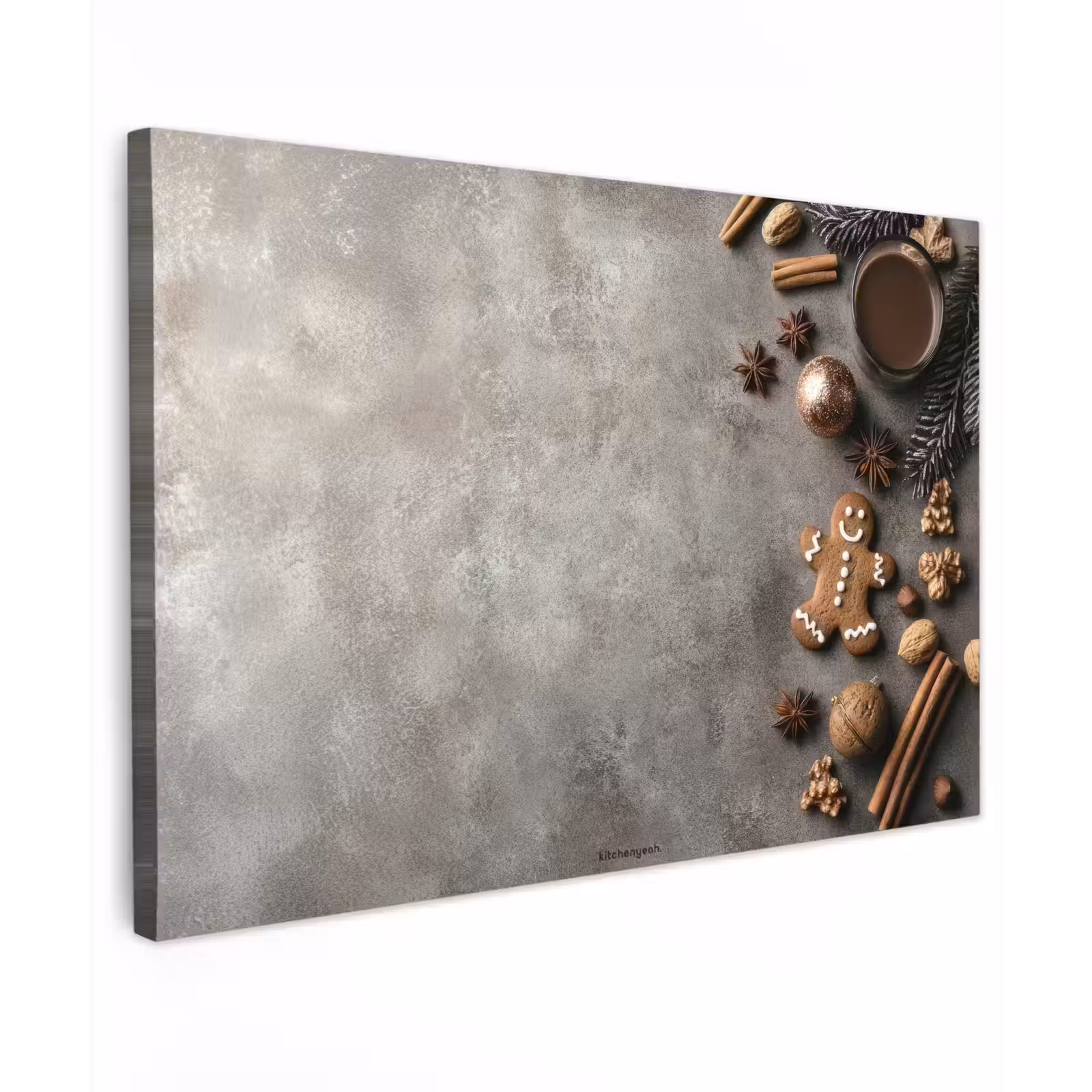 Canvas schilderij - Winter - Kerst - Beton - Gingerbread man — 1