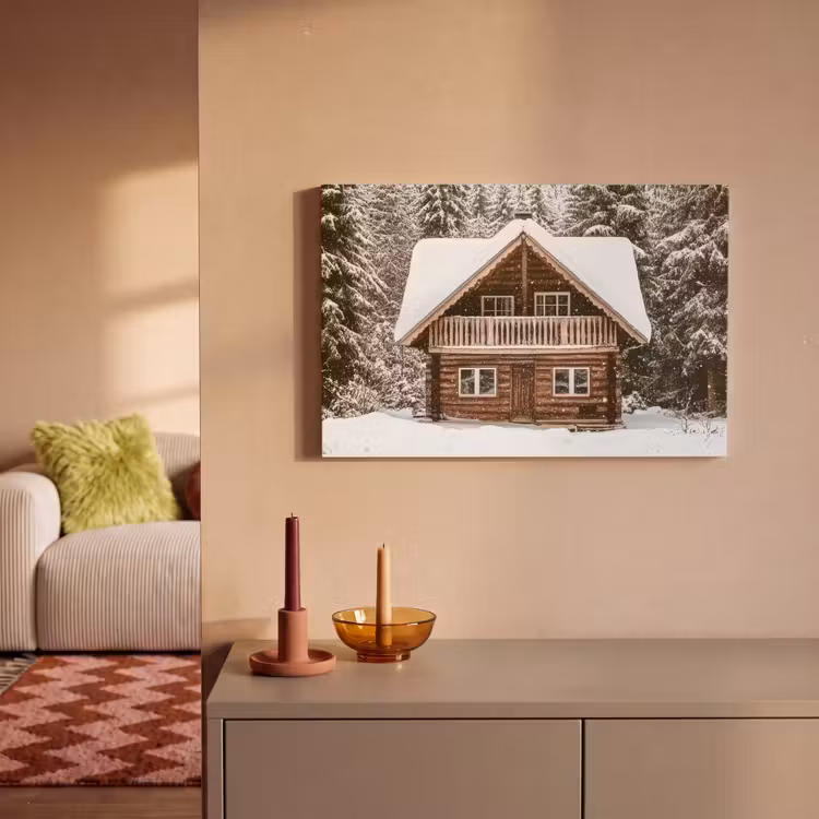 Canvas schilderij - Huis - Bos - Winter - Natuur - Sneeuw — 2