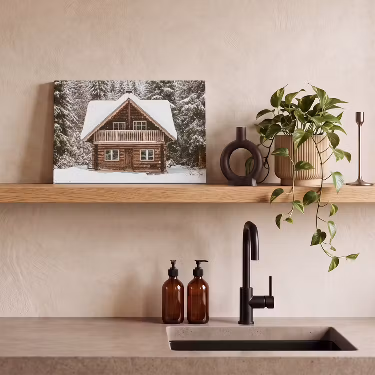 Canvas schilderij - Huis - Bos - Winter - Natuur - Sneeuw — 3