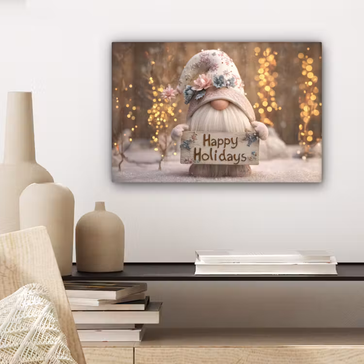 Canvas schilderij - Kerst - Gnome - Bord - Kleurrijk — 5