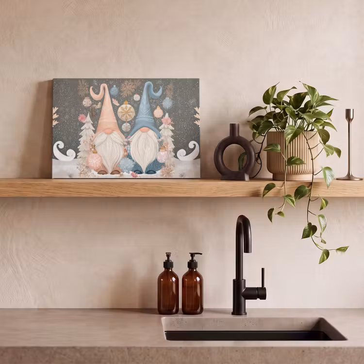 Canvas schilderij - Kerst - Gnomen - Pastel — 3