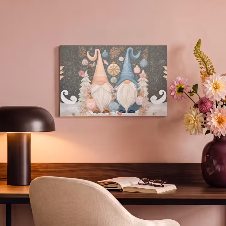 Canvas schilderij - Kerst - Gnomen - Pastel — 4