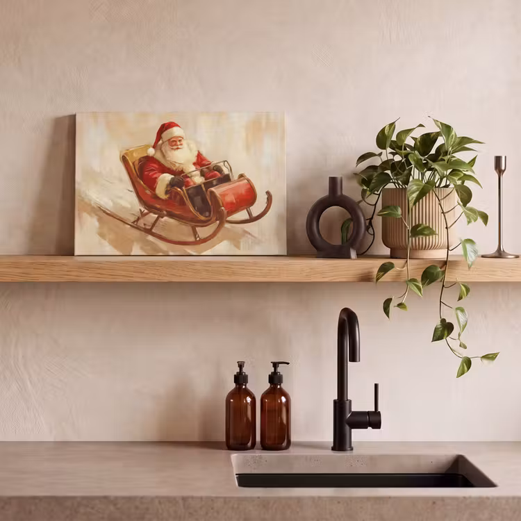 Canvas schilderij - Kerst - Slee - Kerstman — 3