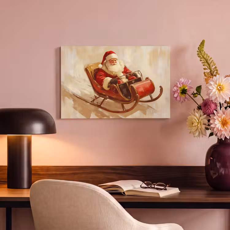 Canvas schilderij - Kerst - Slee - Kerstman — 4