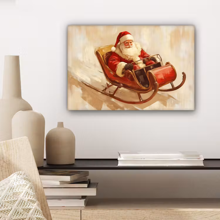 Canvas schilderij - Kerst - Slee - Kerstman — 5