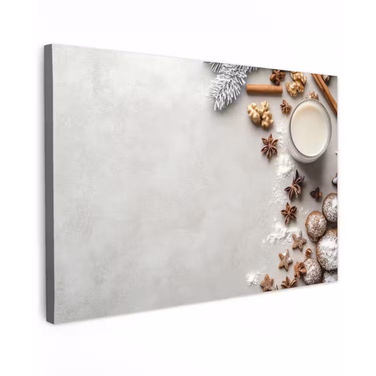 Canvas schilderij - Kruiden - Winter - Melk - Beton — 1
