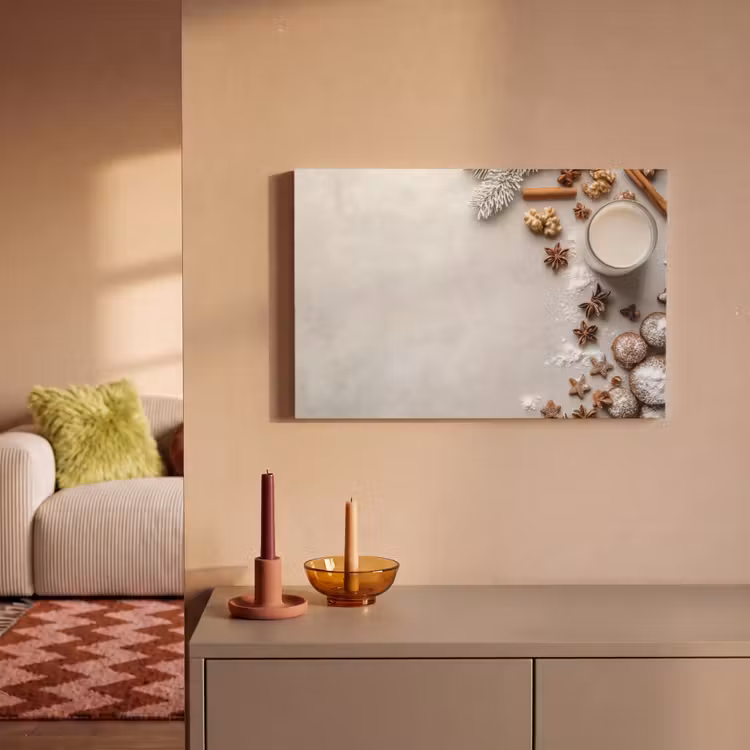 Canvas schilderij - Kruiden - Winter - Melk - Beton — 2