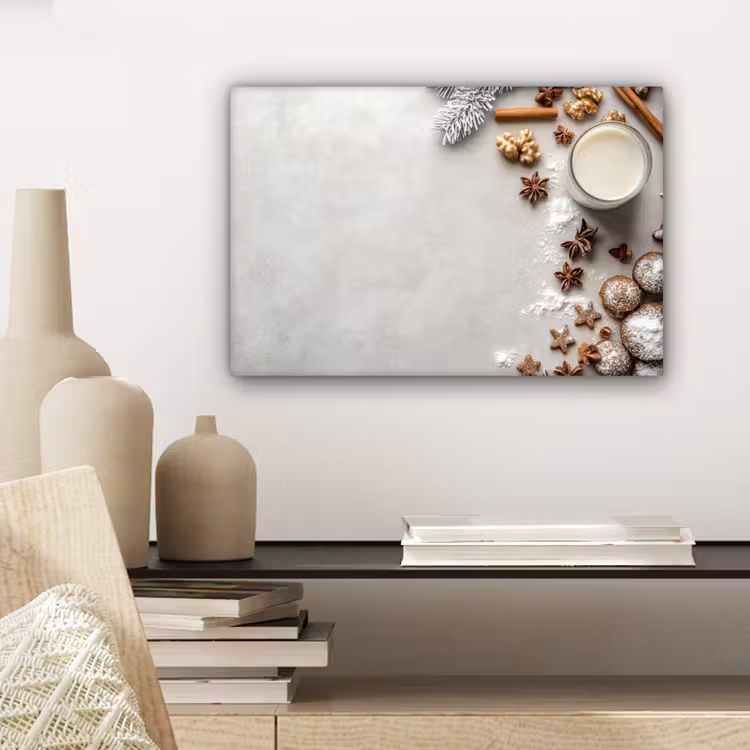 Canvas schilderij - Kruiden - Winter - Melk - Beton — 5