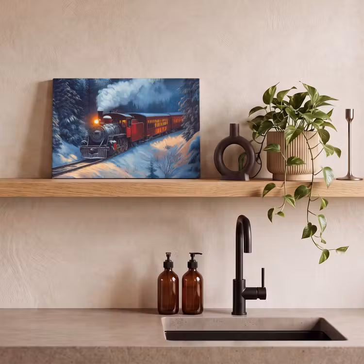 Canvas schilderij - Trein - Kerst - Sneeuw - Kersttrein — 3