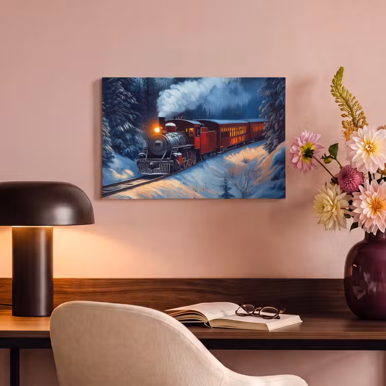 Canvas schilderij - Trein - Kerst - Sneeuw - Kersttrein — 4