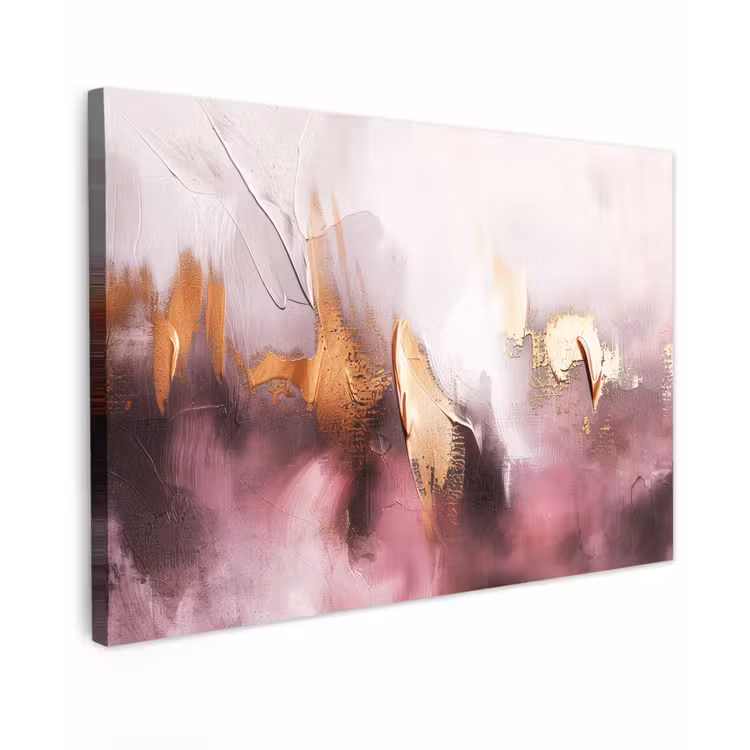 Canvas schilderij - Watercolor - Goud - Roze - Abstract - Kunst — 1