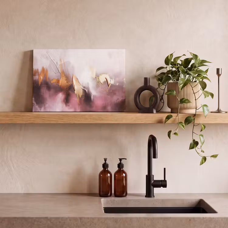 Canvas schilderij - Watercolor - Goud - Roze - Abstract - Kunst — 3