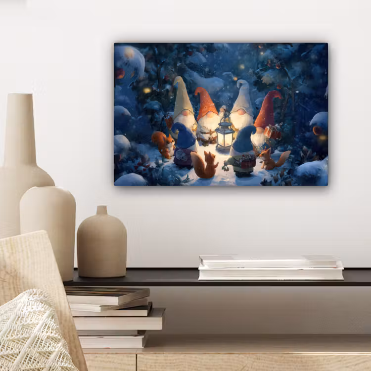 Canvas schilderij - Winter - Gnooms - Eekhoorns - Meerkleurig — 5