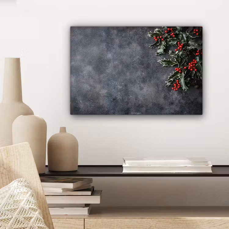 Canvas schilderij - Winter - Hulst - Kerst - Beton — 5