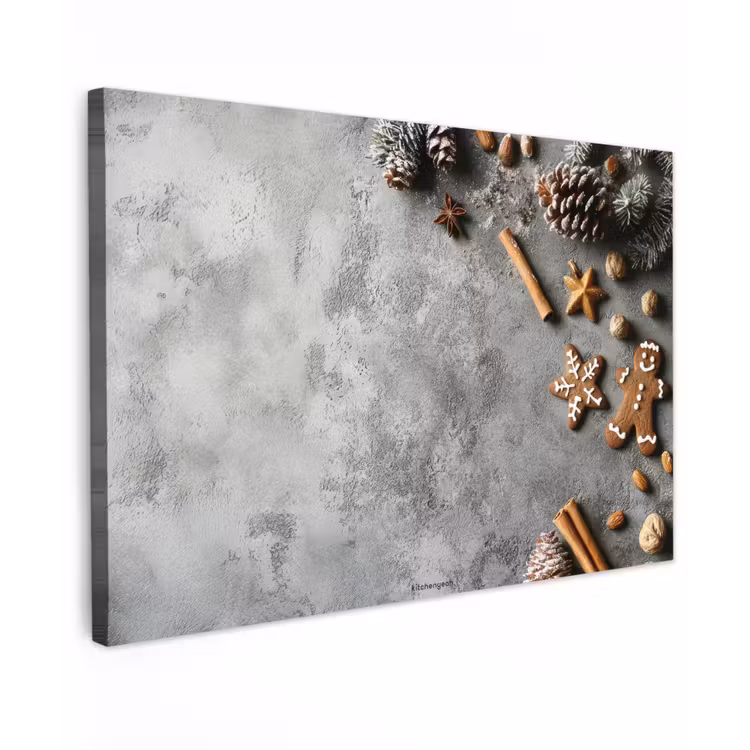 Canvas schilderij - Winter - Kerst - Beton - Dennenappels — 1