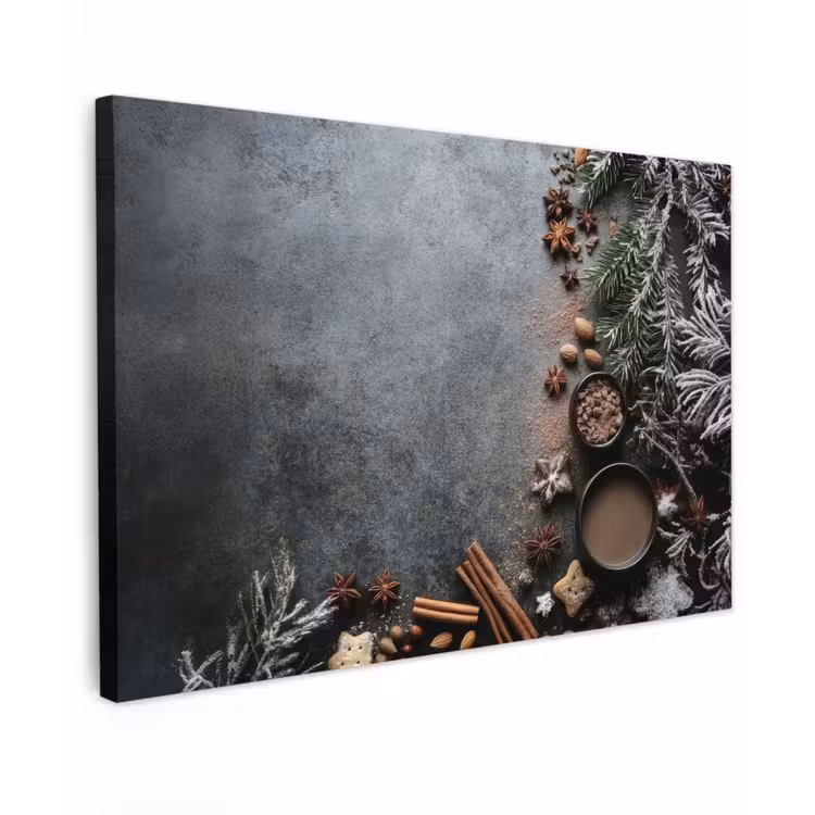 Canvas schilderij - Winter - Kruiden - Sneeuw - Chocolade — 1