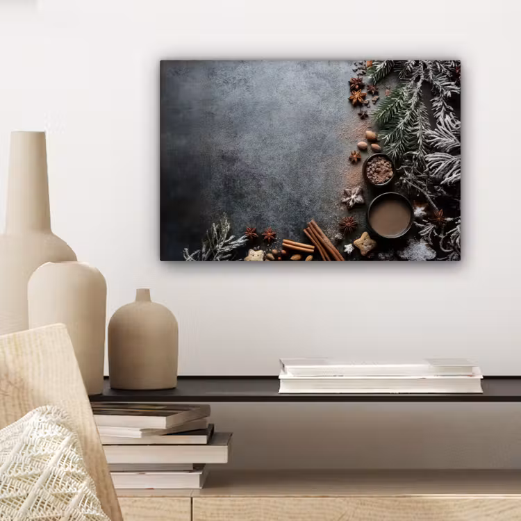 Canvas schilderij - Winter - Kruiden - Sneeuw - Chocolade — 5