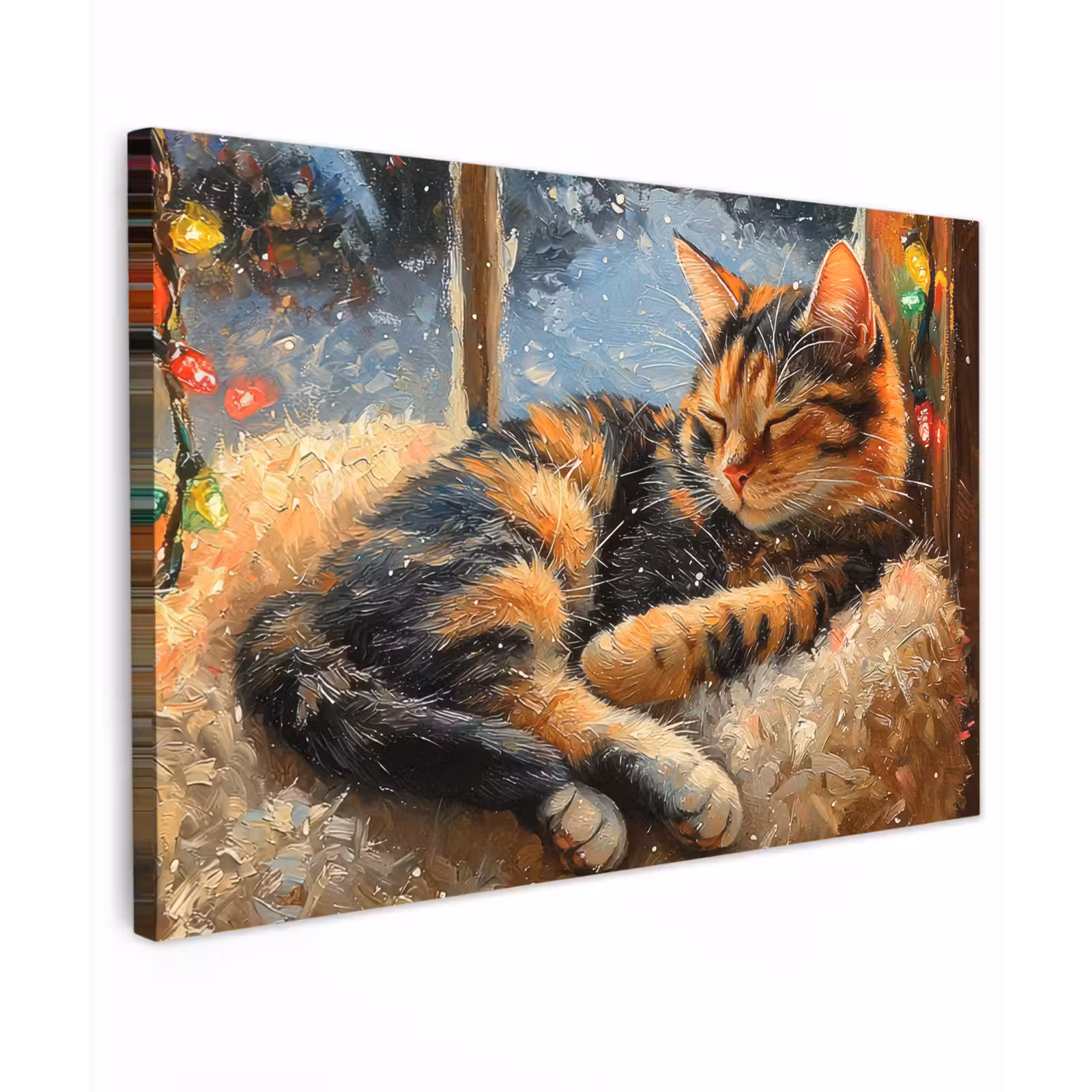 Canvas schilderij - Kat - Kerst - Winter - Dier — 1