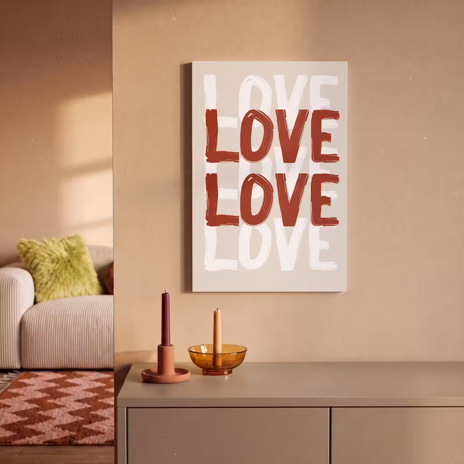 Canvas schilderij - Love - Rood - Tekst — 1