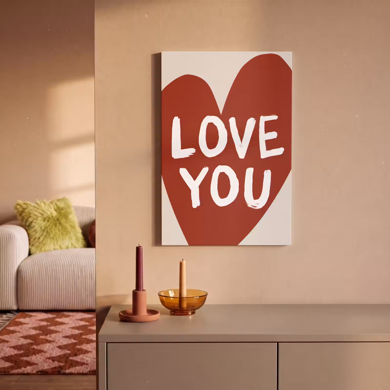 Canvas schilderij - Loveyou - Hart - Rood — 1
