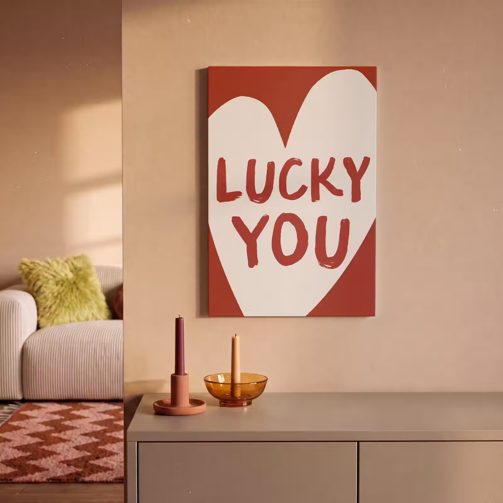 Canvas schilderij - Lucky - Hart - Rood — 1