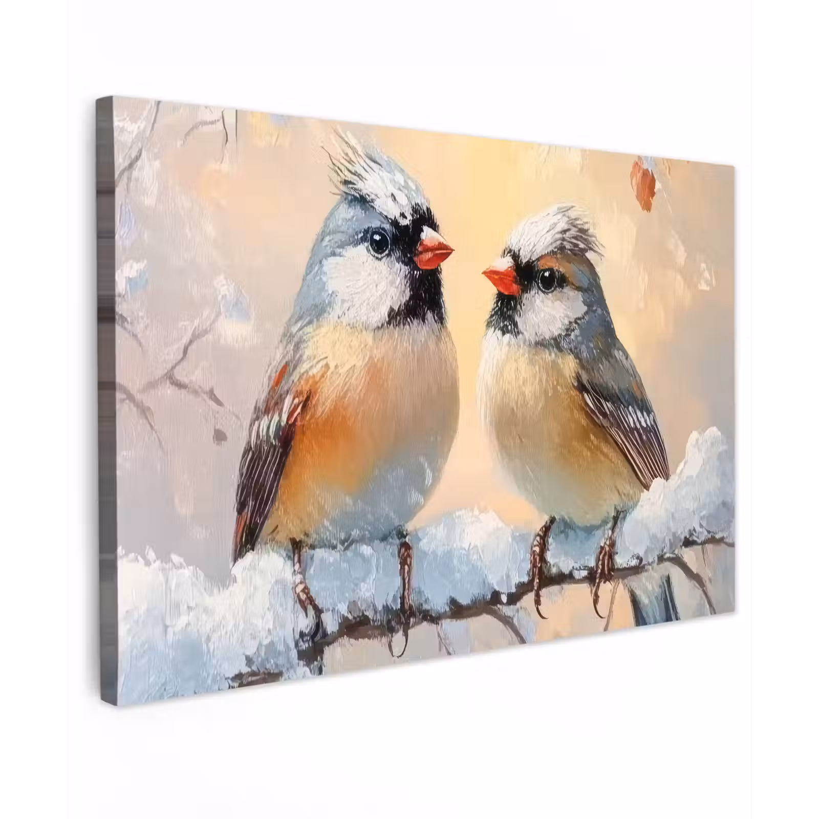 Canvas schilderij - Vogels - Tak - Winter - Sneeuw — 1