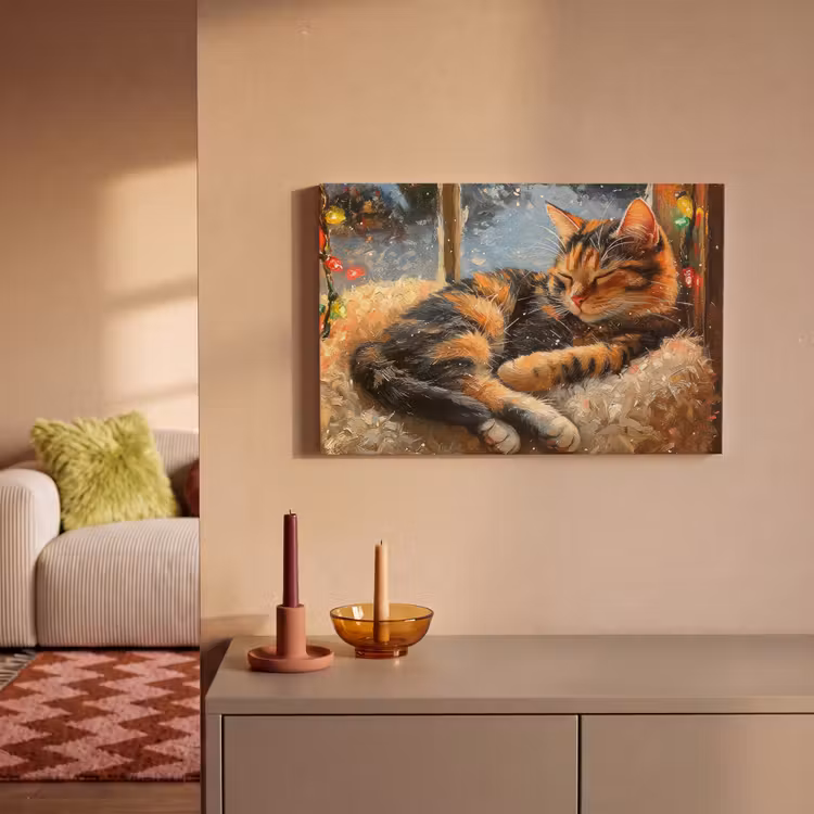 Canvas schilderij - Kat - Kerst - Winter - Dier — 2