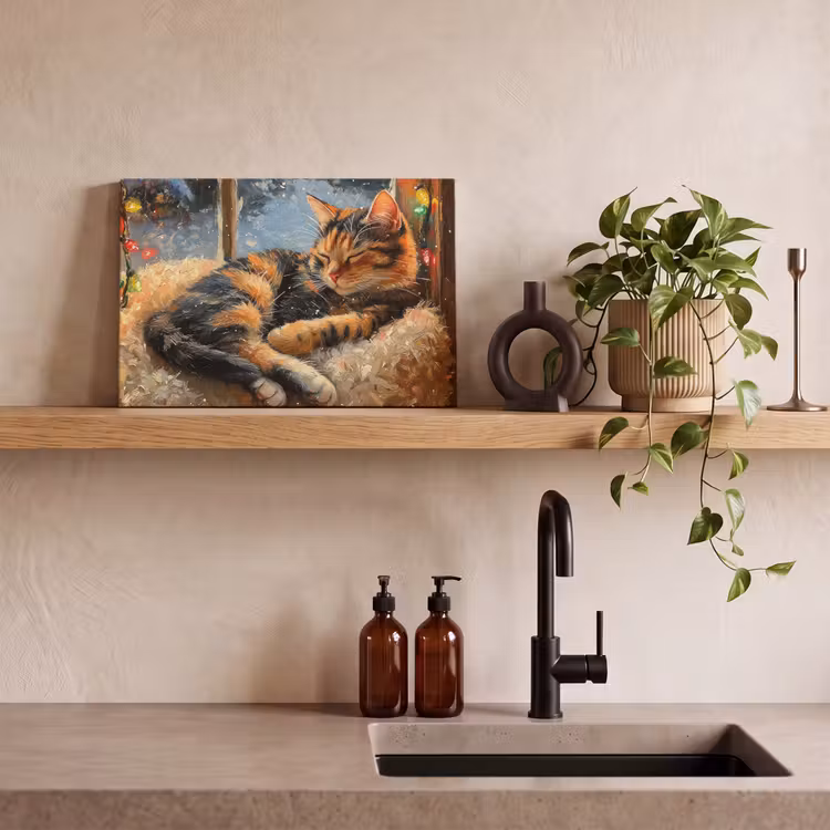 Canvas schilderij - Kat - Kerst - Winter - Dier — 3