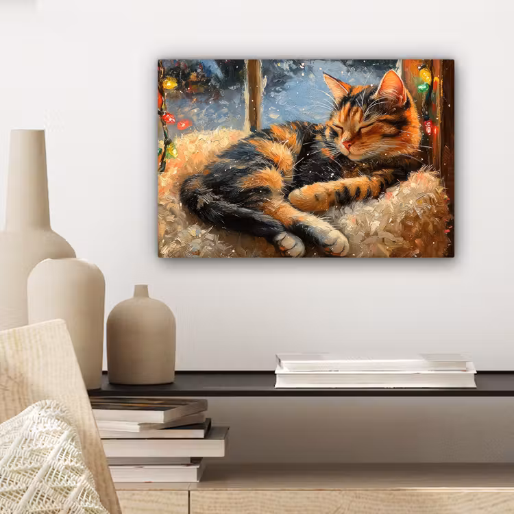 Canvas schilderij - Kat - Kerst - Winter - Dier — 5