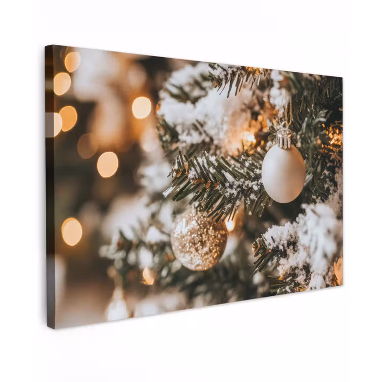 Canvas schilderij - Kerst - Kerstboom - Winter - Binnen - Sneeuw — 1