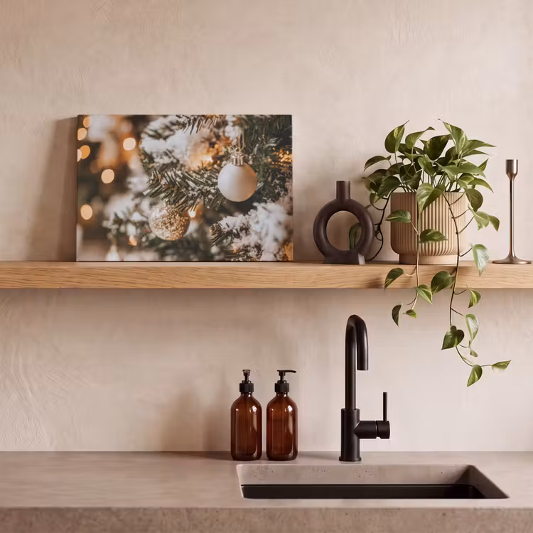 Canvas schilderij - Kerst - Kerstboom - Winter - Binnen - Sneeuw — 3