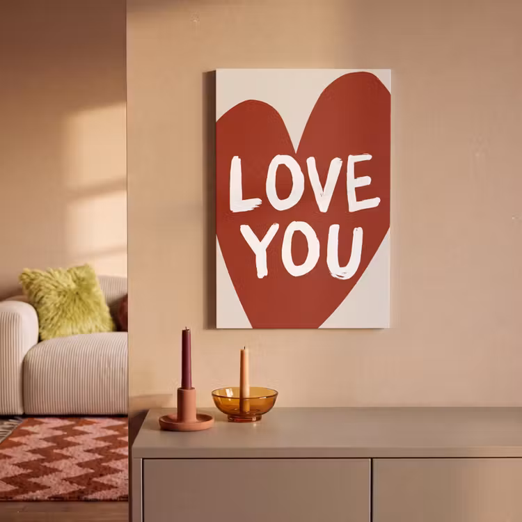 Canvas schilderij - Loveyou - Hart - Rood — 1