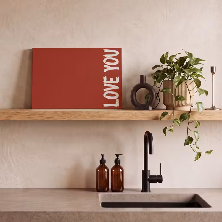 Canvas schilderij - Schuin - Loveyou - Rood — 2