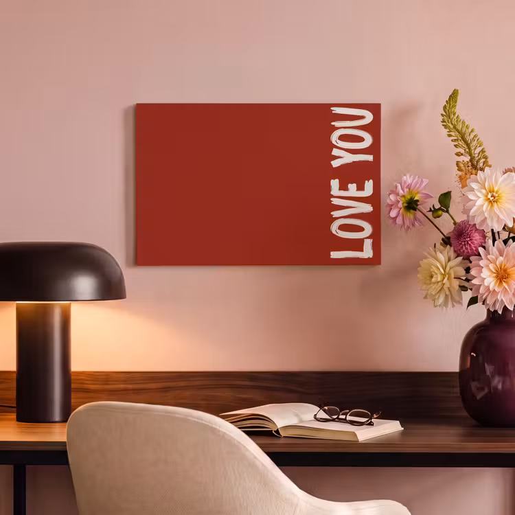 Canvas schilderij - Schuin - Loveyou - Rood — 3