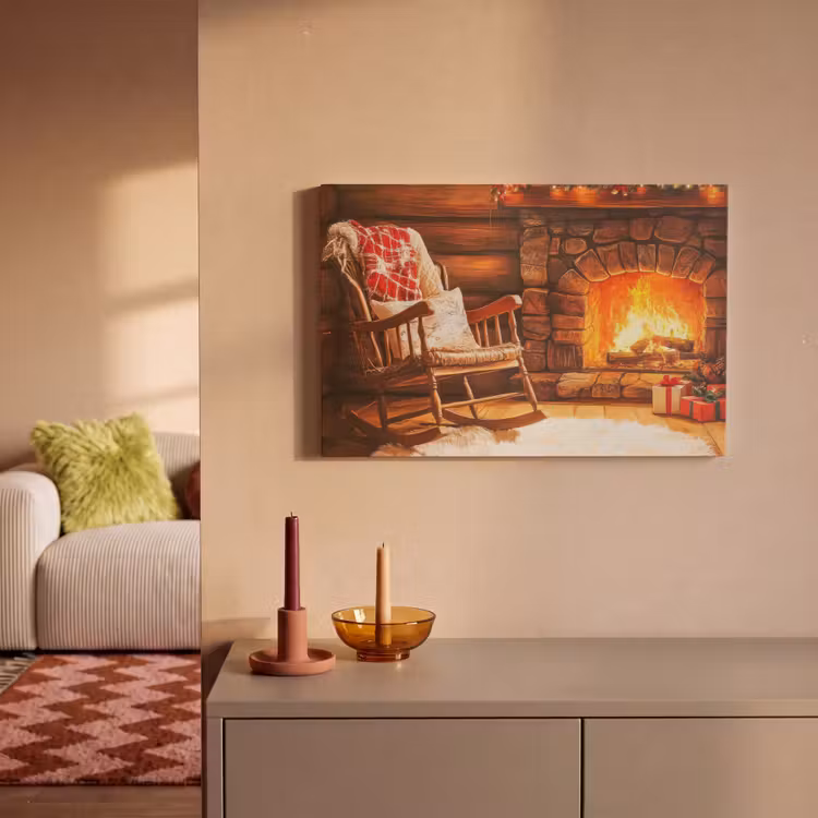 Canvas schilderij - Winter - Kerst - Huis - Openhaard — 2