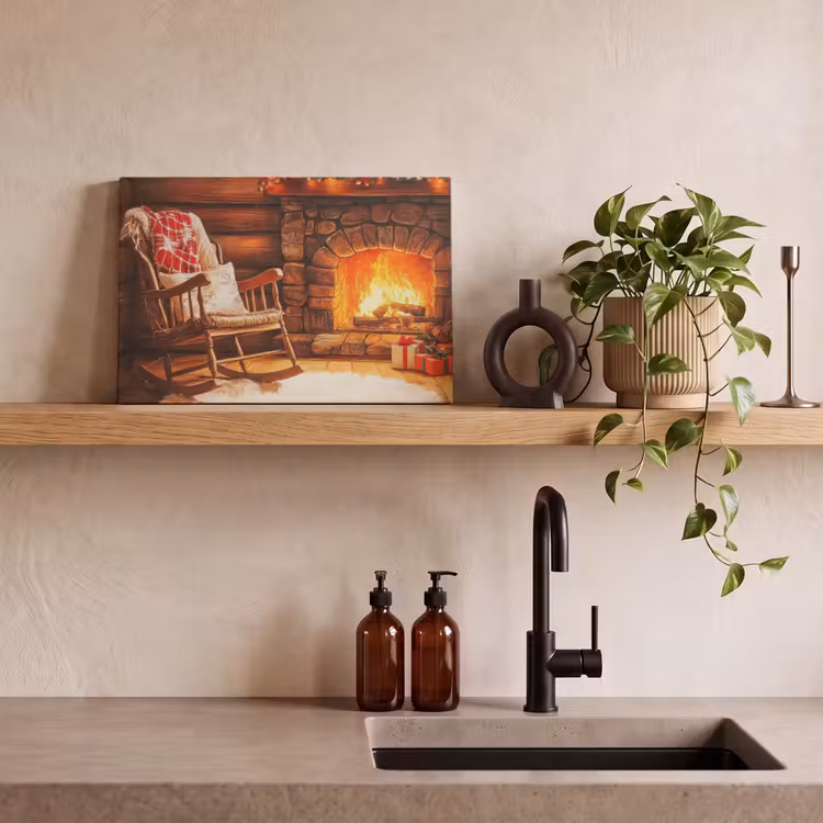 Canvas schilderij - Winter - Kerst - Huis - Openhaard — 3