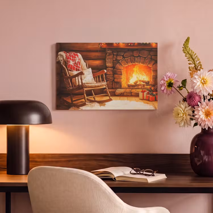 Canvas schilderij - Winter - Kerst - Huis - Openhaard — 4