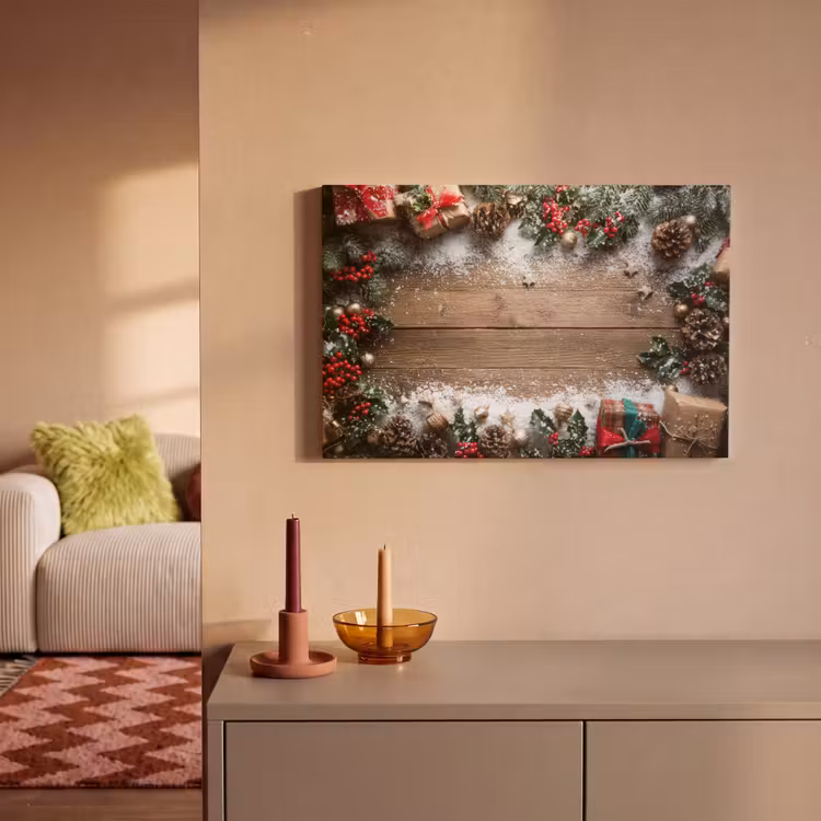 Canvas schilderij - Kerstdecoratie - Geschenken - Hout - Veelkleurig — 2