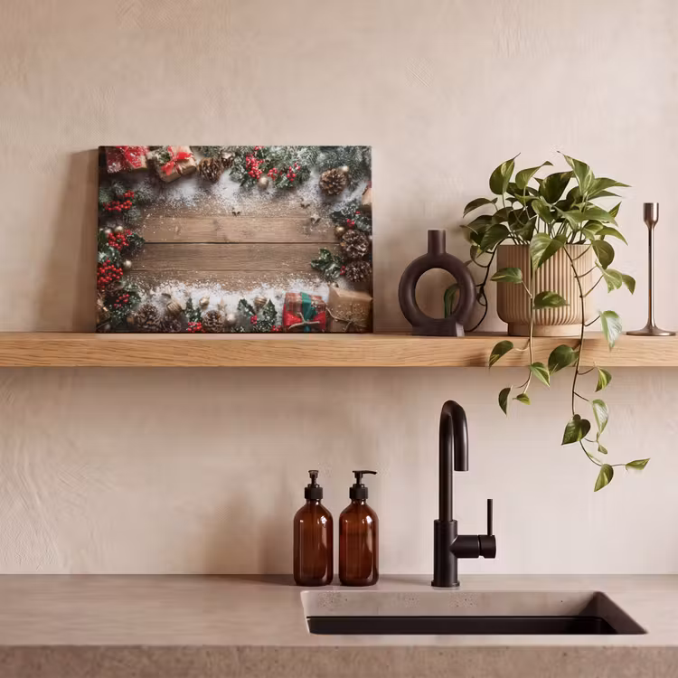 Canvas schilderij - Kerstdecoratie - Geschenken - Hout - Veelkleurig — 3