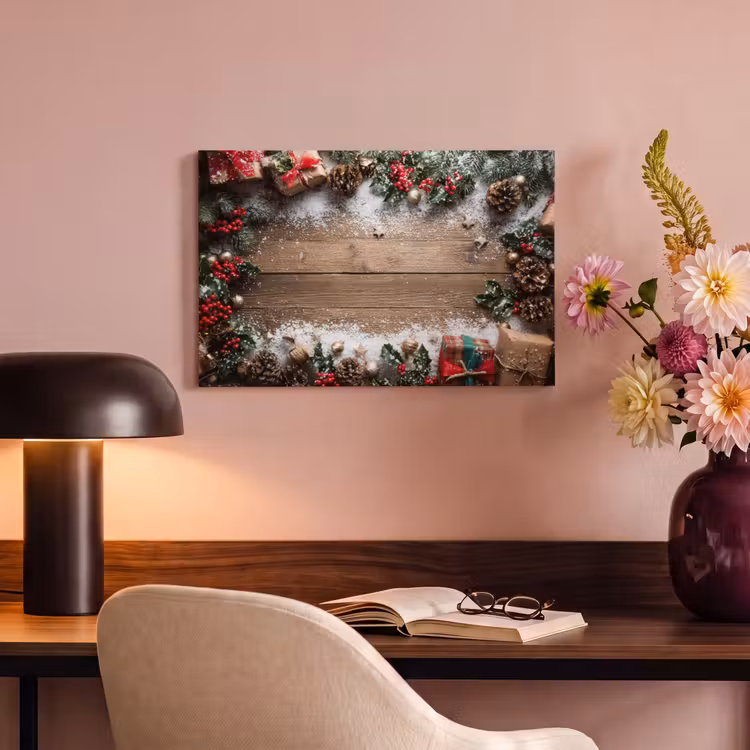 Canvas schilderij - Kerstdecoratie - Geschenken - Hout - Veelkleurig — 4