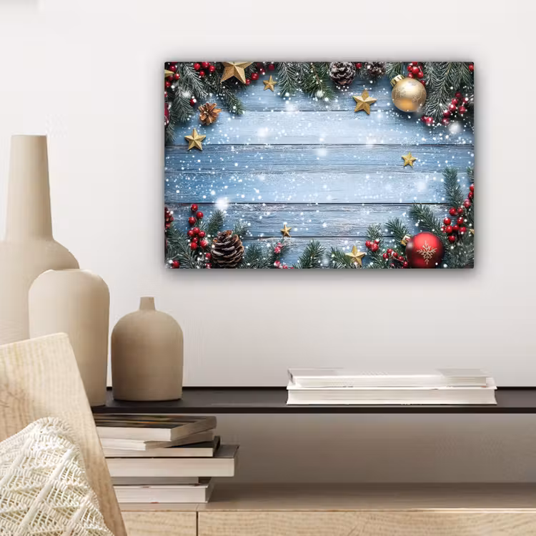 Canvas schilderij - Kerstomlijsting - Sneeuw - Meerkleurig — 5