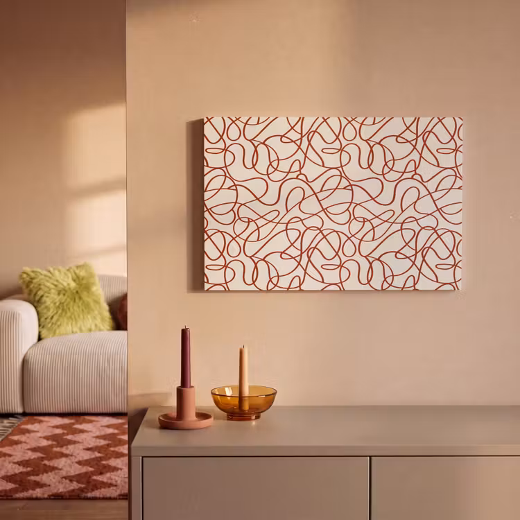 Canvas schilderij - Lijnen - Abstract - Rood - Beige — 1