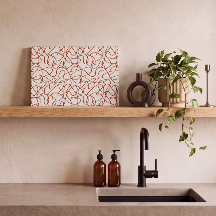 Canvas schilderij - Lijnen - Abstract - Rood - Beige — 2