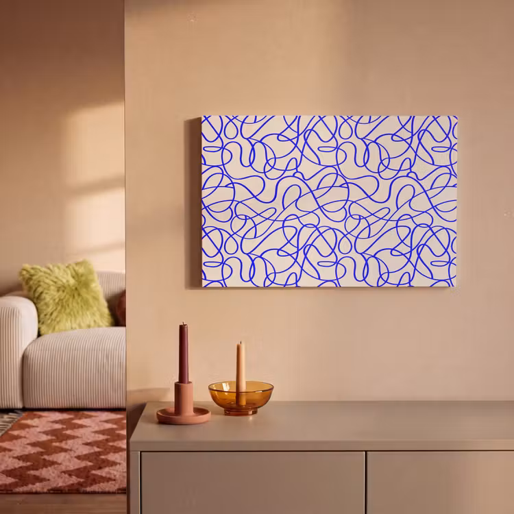 Canvas schilderij - Patronen - Beige - Blauw - Lijnen — 1