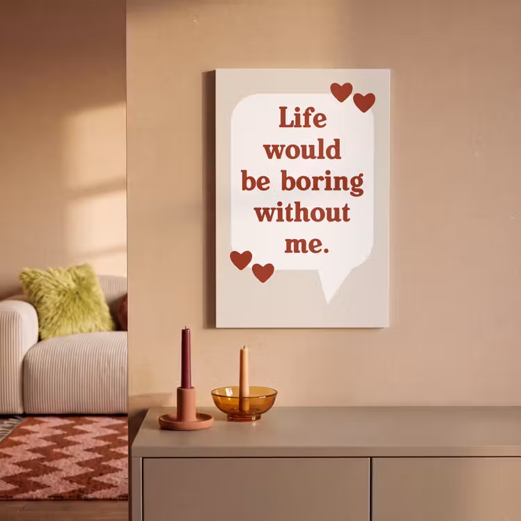 Canvas schilderij - Quote - Tekstballon - Hartjes — 1
