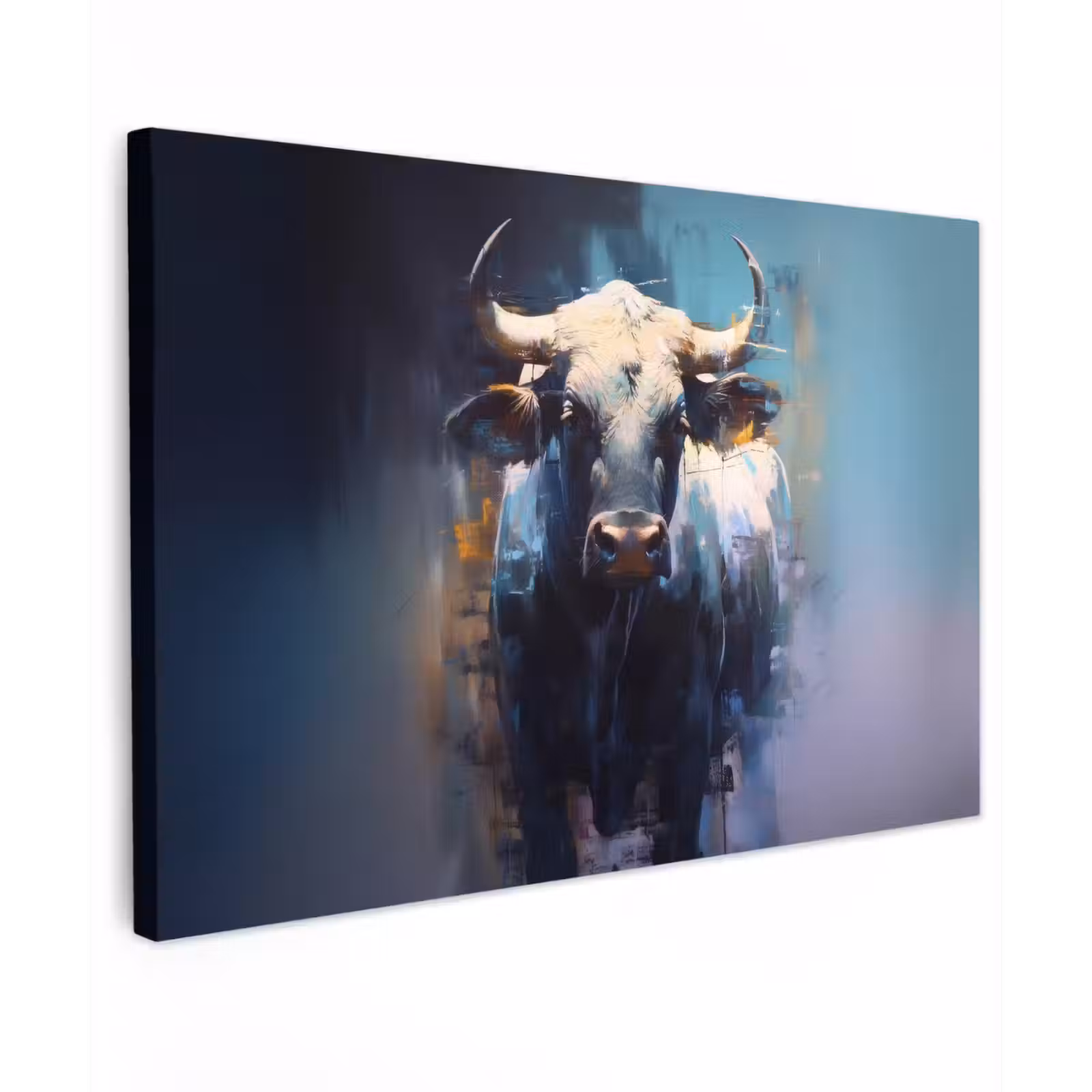 Canvas schilderij - Stier - Zwart - Abstract - Horens — 1